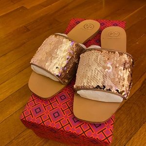 Tory Burch Gold Sequin Sandals